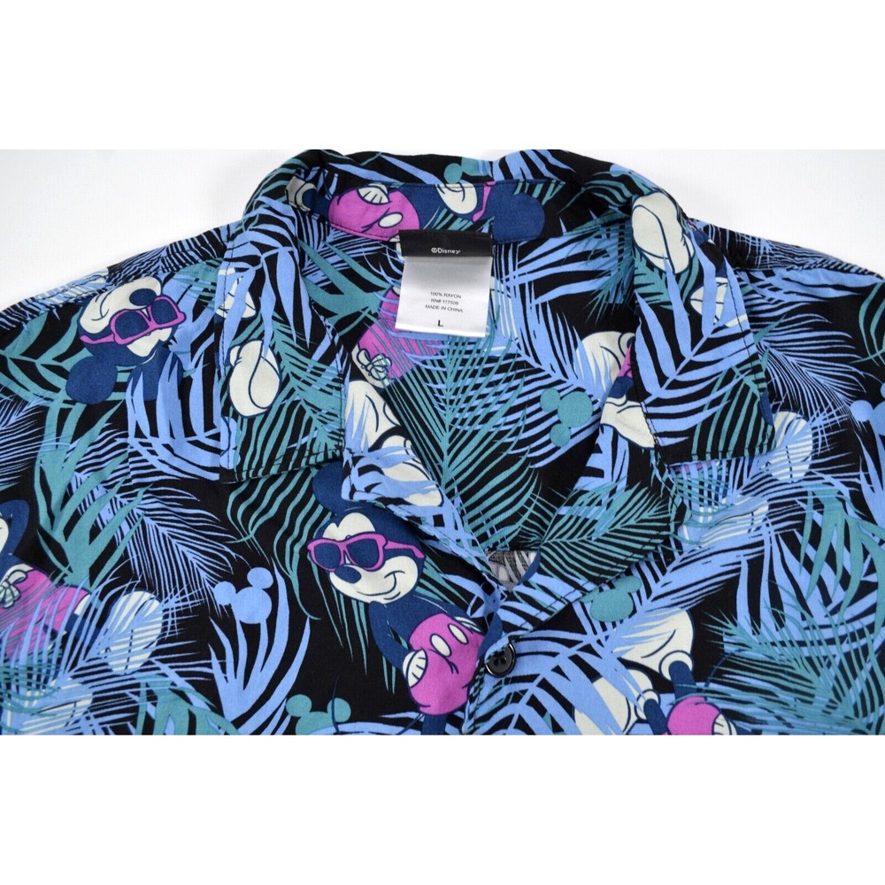 Disney Mickey Mouse Shirt Mens L Short Sleeve Button Front Mickey All Over Print - Picture 6 of 12